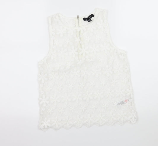 Womens UK Size 10 New Look White Basic Blouse
