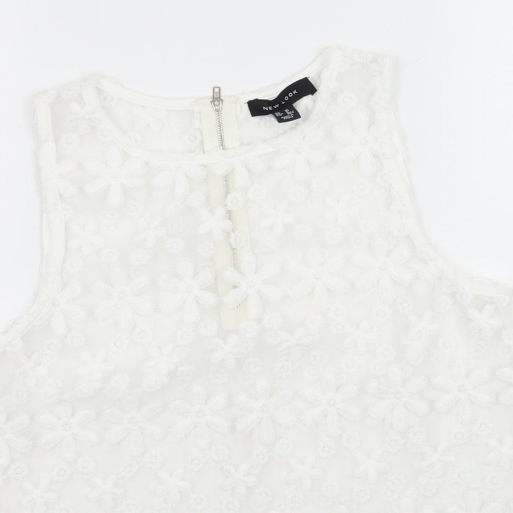 Womens UK Size 10 New Look White Basic Blouse