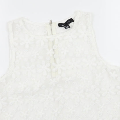 Womens UK Size 10 New Look White Basic Blouse