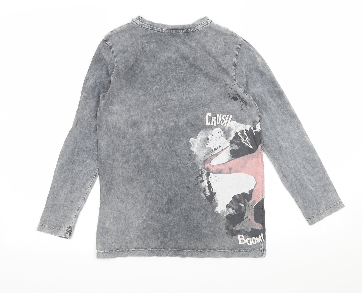 George Girls Grey  Jersey Basic T-Shirt Size 9-10 Years  - Dinosaur