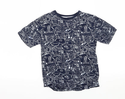 Primark Boys Blue Geometric Jersey Basic T-Shirt Size 7-8 Years  - New York Map Print