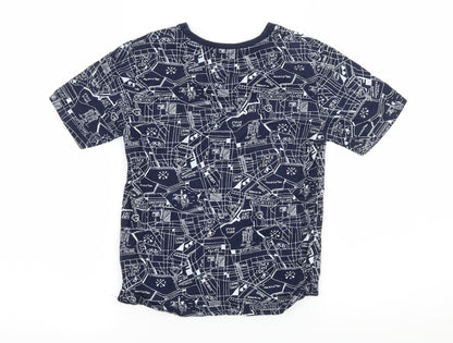 Primark Boys Blue Geometric Jersey Basic T-Shirt Size 7-8 Years  - New York Map Print