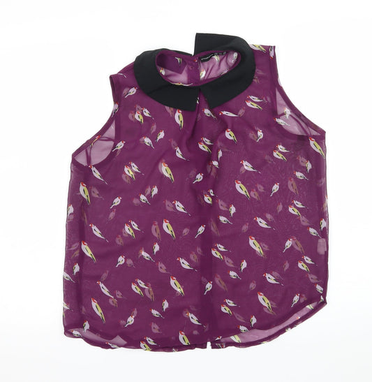 Atmosphere Womens Purple Geometric Chiffon Basic Blouse Size 12  - Bird