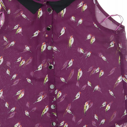 Atmosphere Womens Purple Geometric Chiffon Basic Blouse Size 12  - Bird