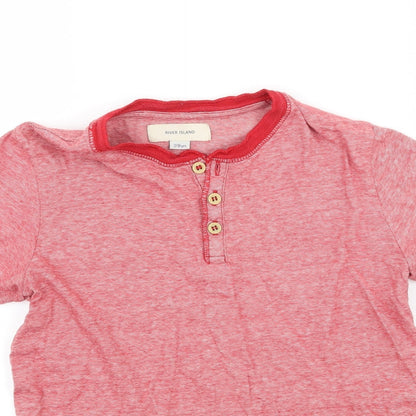 River Island Boys Red Striped Jersey Basic T-Shirt Size 7-8 Years