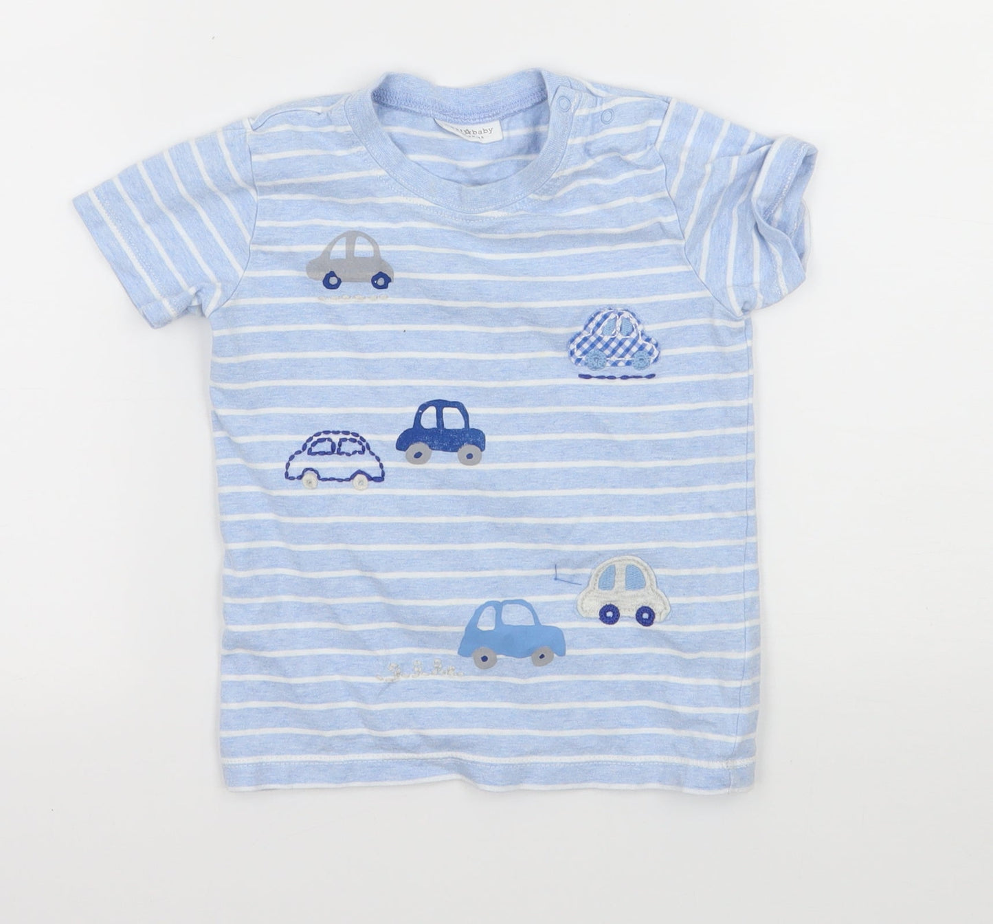 NEXT Boys Black Striped Jersey Basic T-Shirt Size 12-18 Months  - Cars