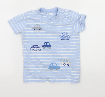 NEXT Boys Black Striped Jersey Basic T-Shirt Size 12-18 Months  - Cars