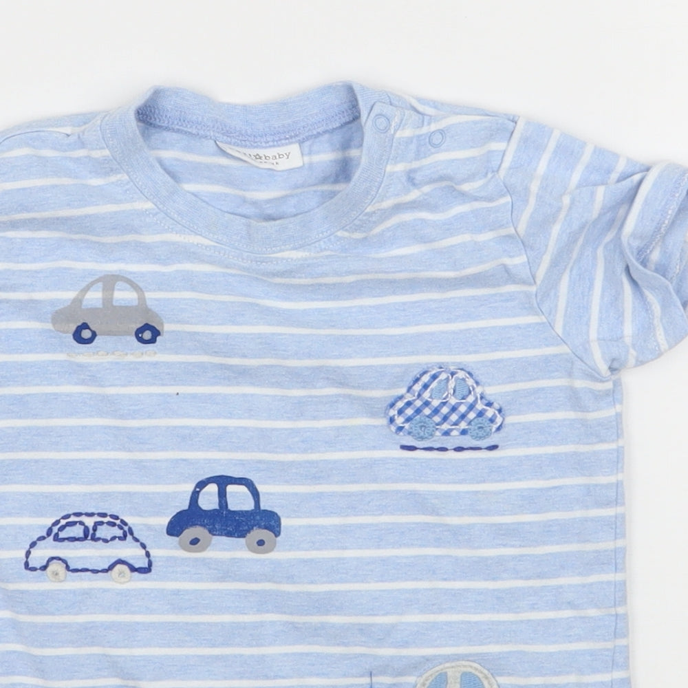 NEXT Boys Black Striped Jersey Basic T-Shirt Size 12-18 Months  - Cars