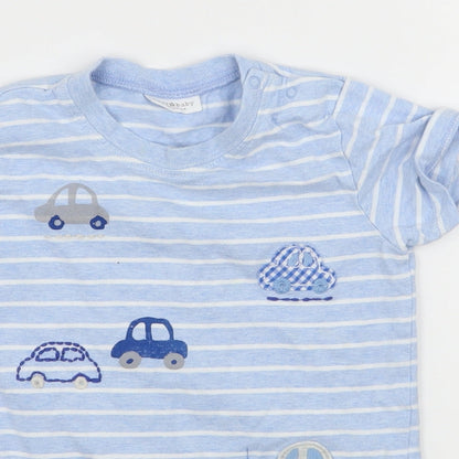 NEXT Boys Black Striped Jersey Basic T-Shirt Size 12-18 Months  - Cars