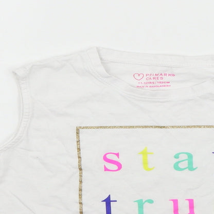 Primark Girls White   Basic T-Shirt Size 11-12 Years