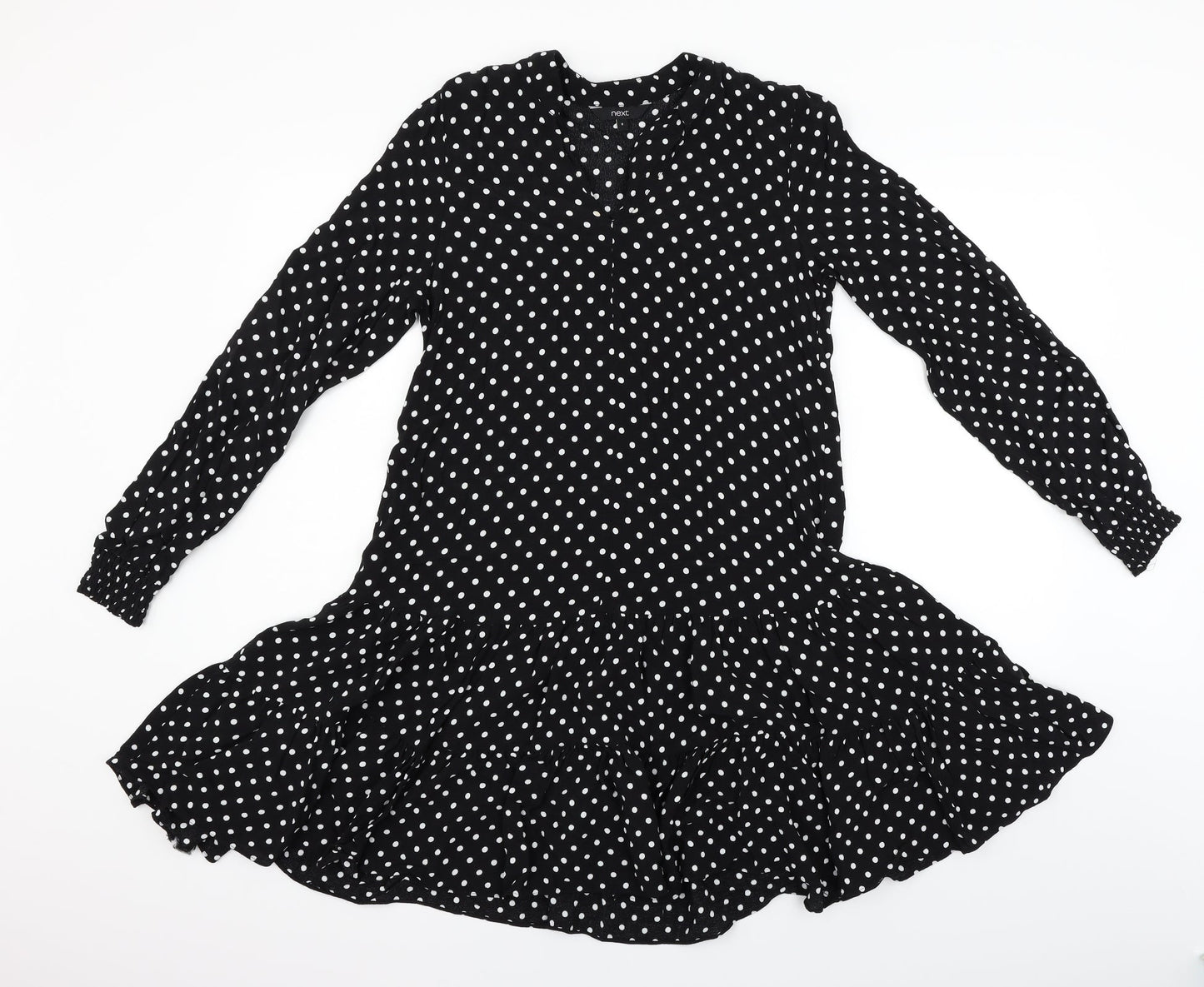 NEXT Womens Black Polka Dot  Fit & Flare  Size 8