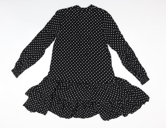 NEXT Womens Black Polka Dot  Fit & Flare  Size 8