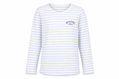 George Girls White Striped  Basic T-Shirt Size 9-10 Years