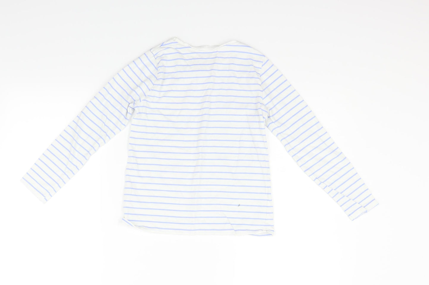 George Girls White Striped  Basic T-Shirt Size 9-10 Years