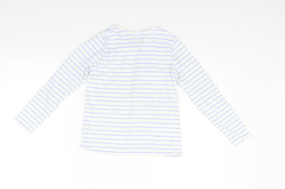 George Girls White Striped  Basic T-Shirt Size 9-10 Years