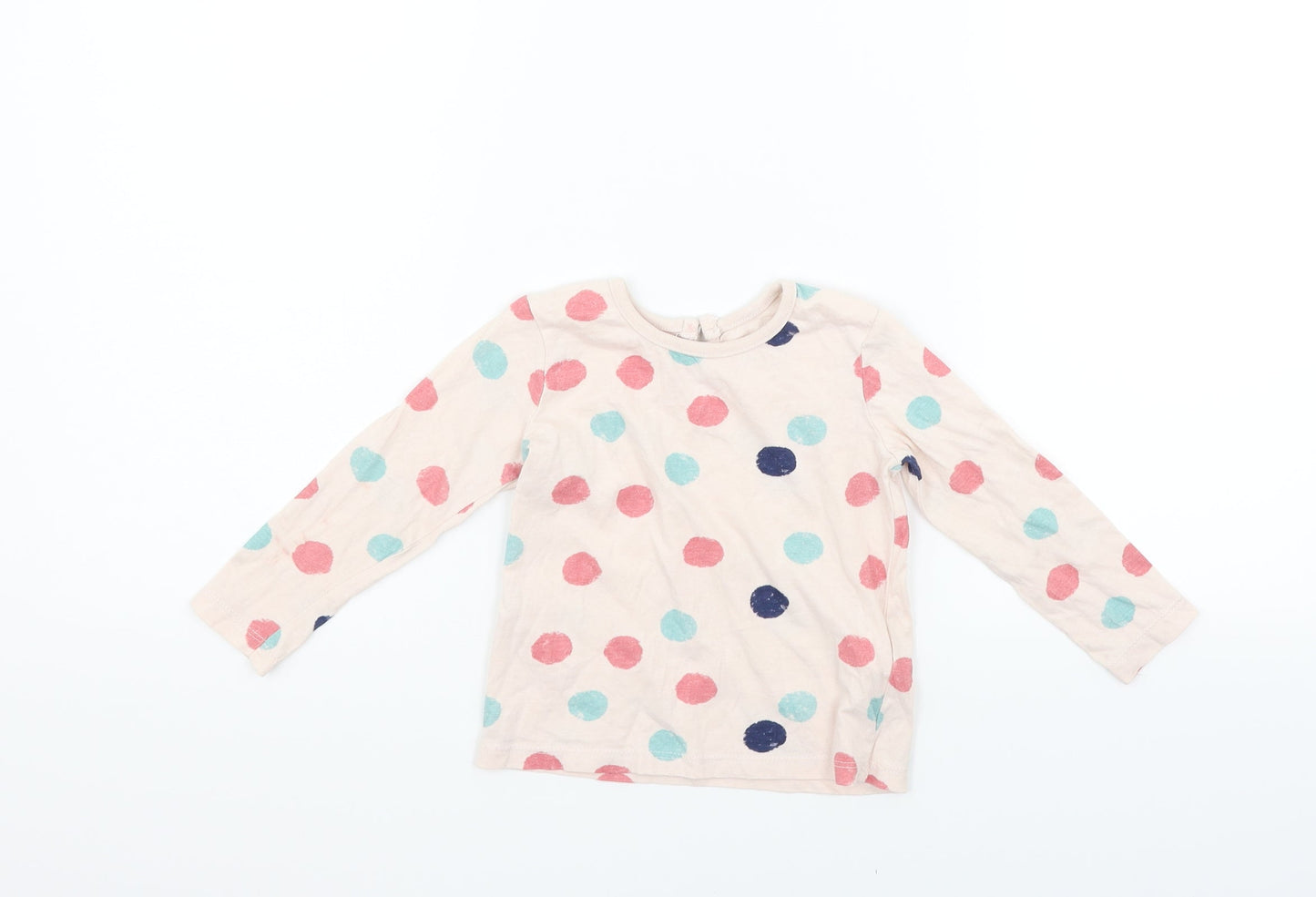 deniem & co Girls Pink Polka Dot  Basic T-Shirt Size 12-18 Months