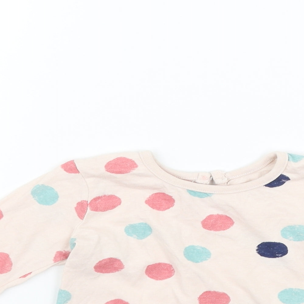 deniem & co Girls Pink Polka Dot  Basic T-Shirt Size 12-18 Months