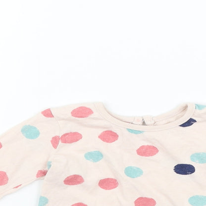 deniem & co Girls Pink Polka Dot  Basic T-Shirt Size 12-18 Months