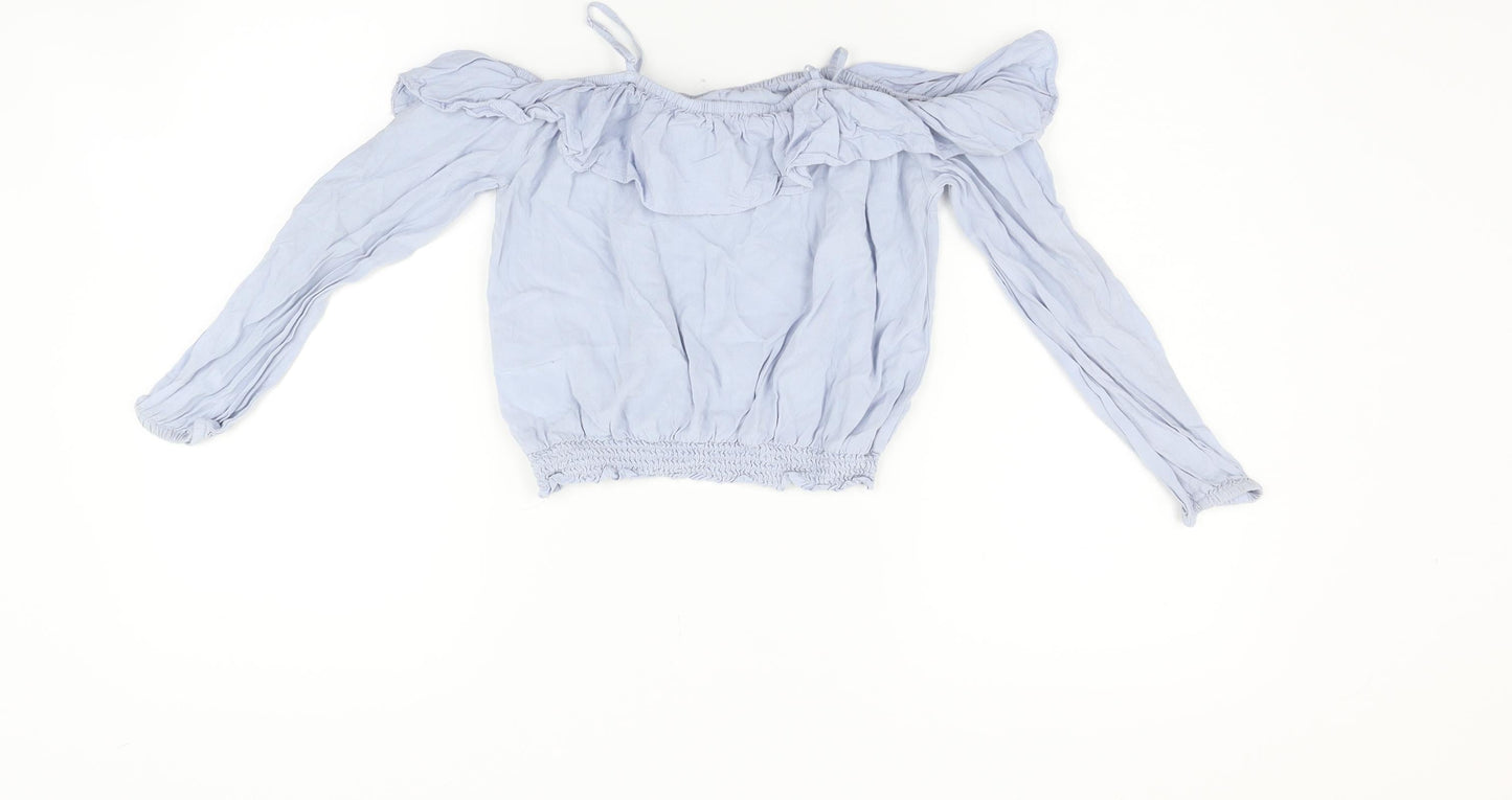 H&M Girls Blue   Basic Blouse Size 10-11 Years