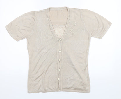 Womens UK Size S Preworn Beige Basic T-Shirt