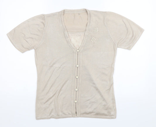 Womens UK Size S Preworn Beige Basic T-Shirt