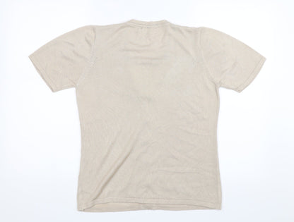 Womens UK Size S Preworn Beige Basic T-Shirt