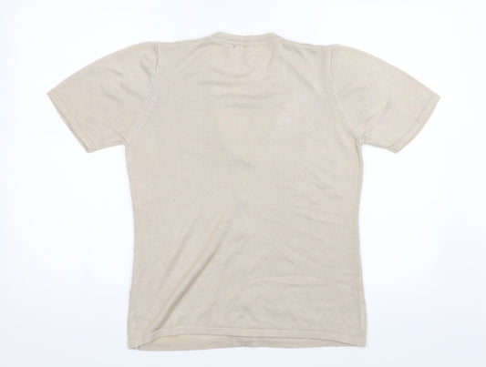Womens UK Size S Preworn Beige Basic T-Shirt