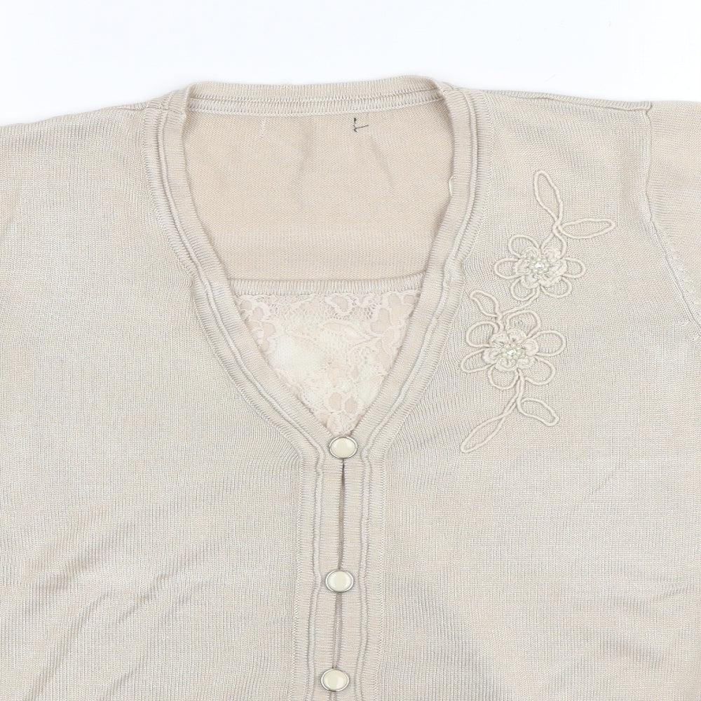 Womens UK Size S Preworn Beige Basic T-Shirt