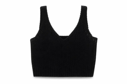 Womens UK Size 4 ASOS Black Cropped Tank