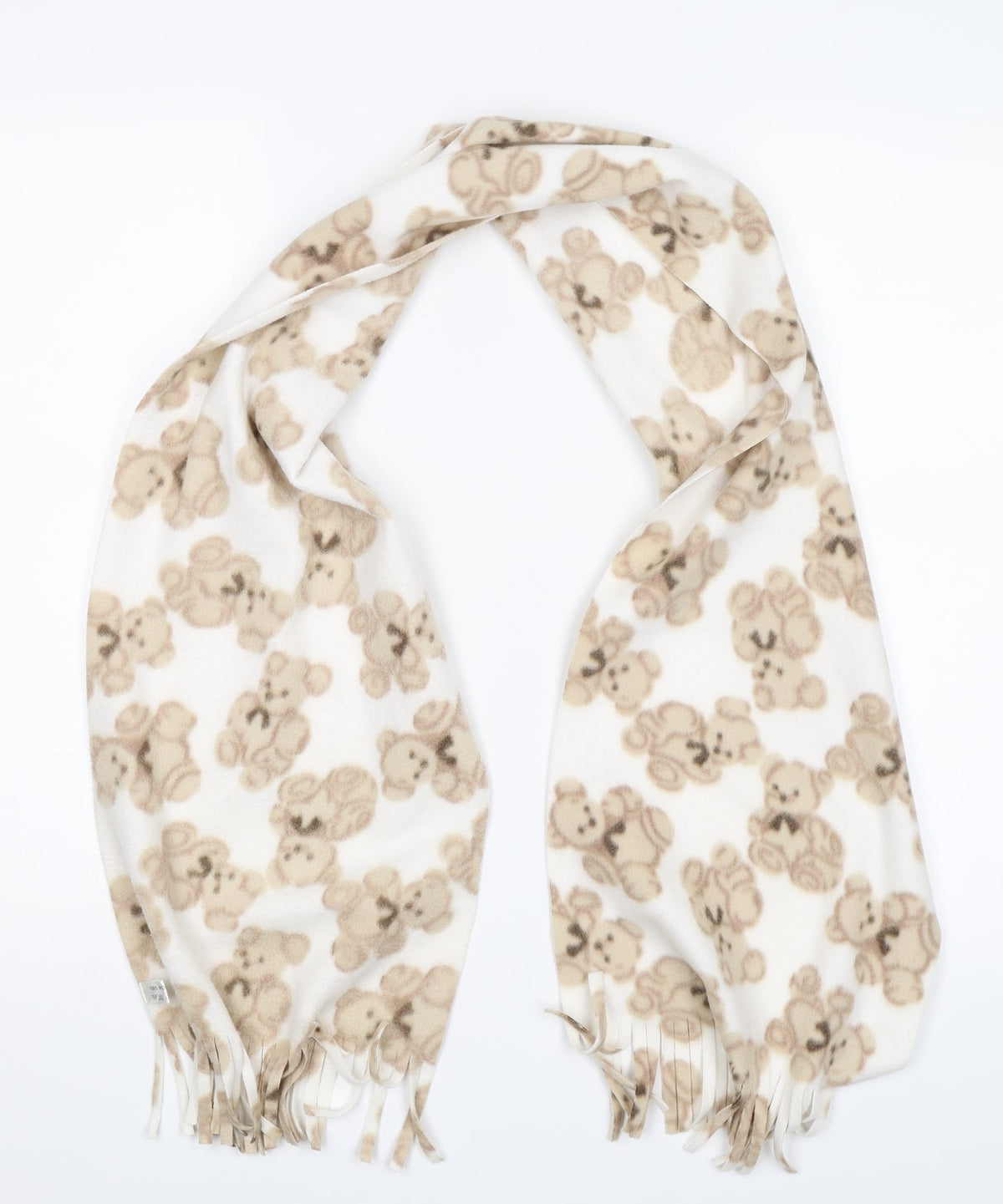 Front view of Preworn unisex brown scarf - bears