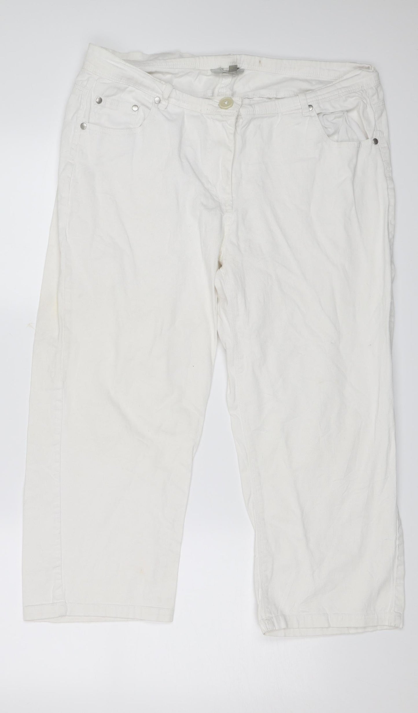 Mia Moda Womens White   Trousers  Size 18 L21 in