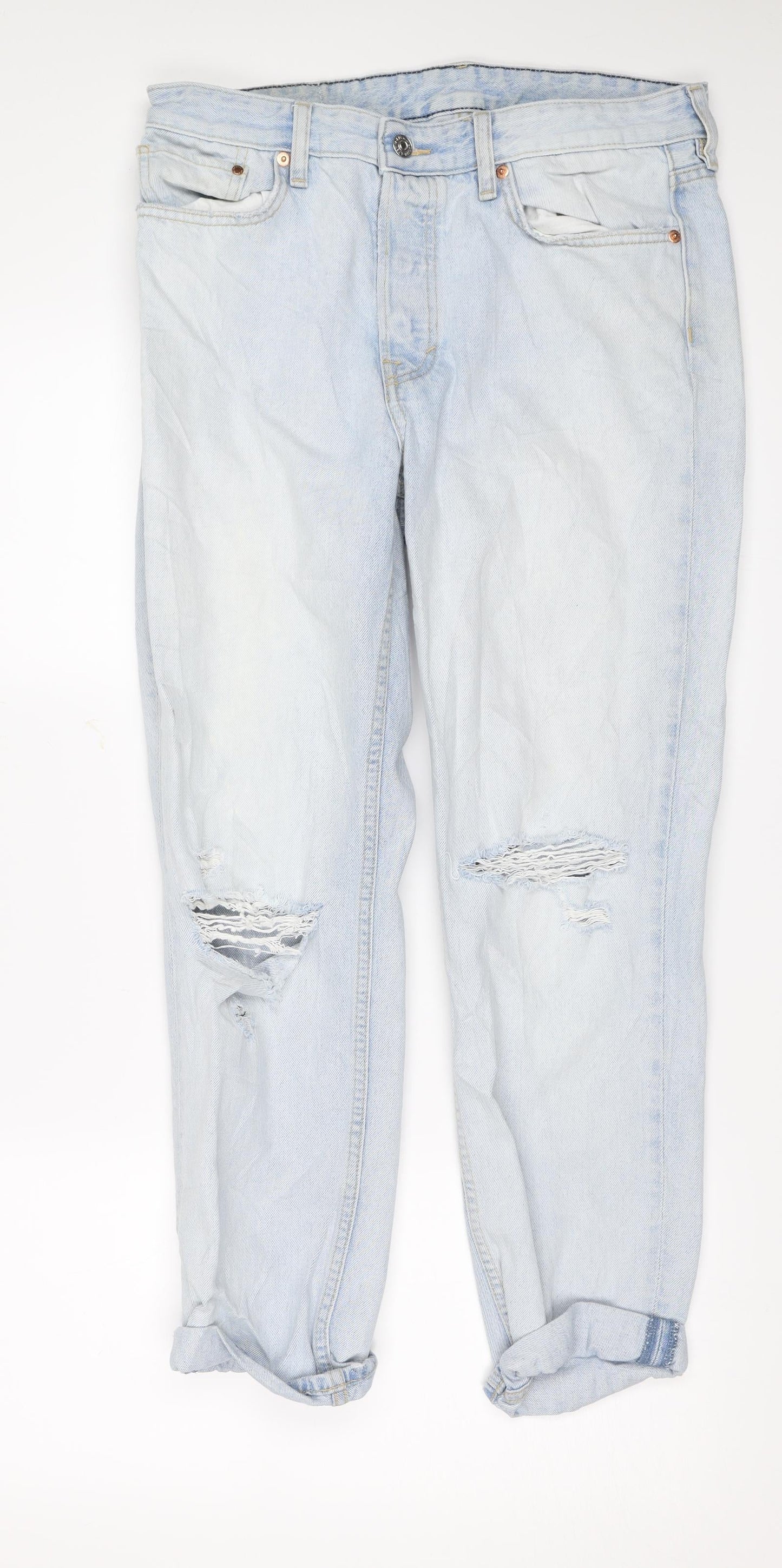 Mens UK Size 31 in Preworn Regular Fit Cropped Blue Jeans