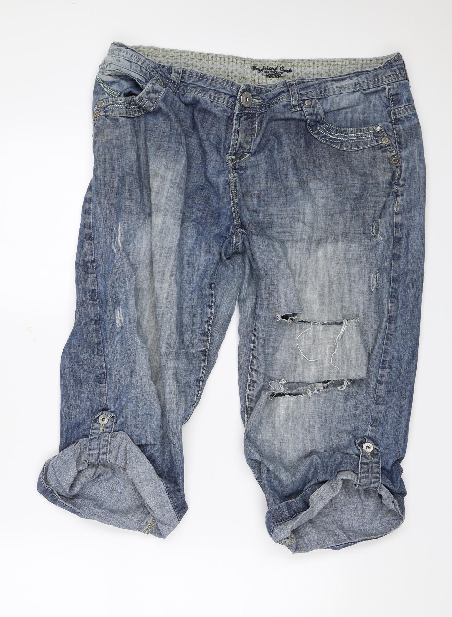 True2u Womens Blue   Cropped Trousers Size 14 L20 in