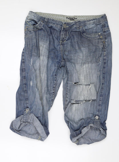 True2u Womens Blue   Cropped Trousers Size 14 L20 in
