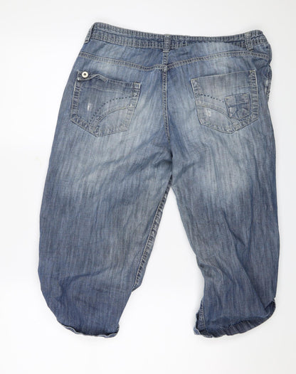 True2u Womens Blue   Cropped Trousers Size 14 L20 in