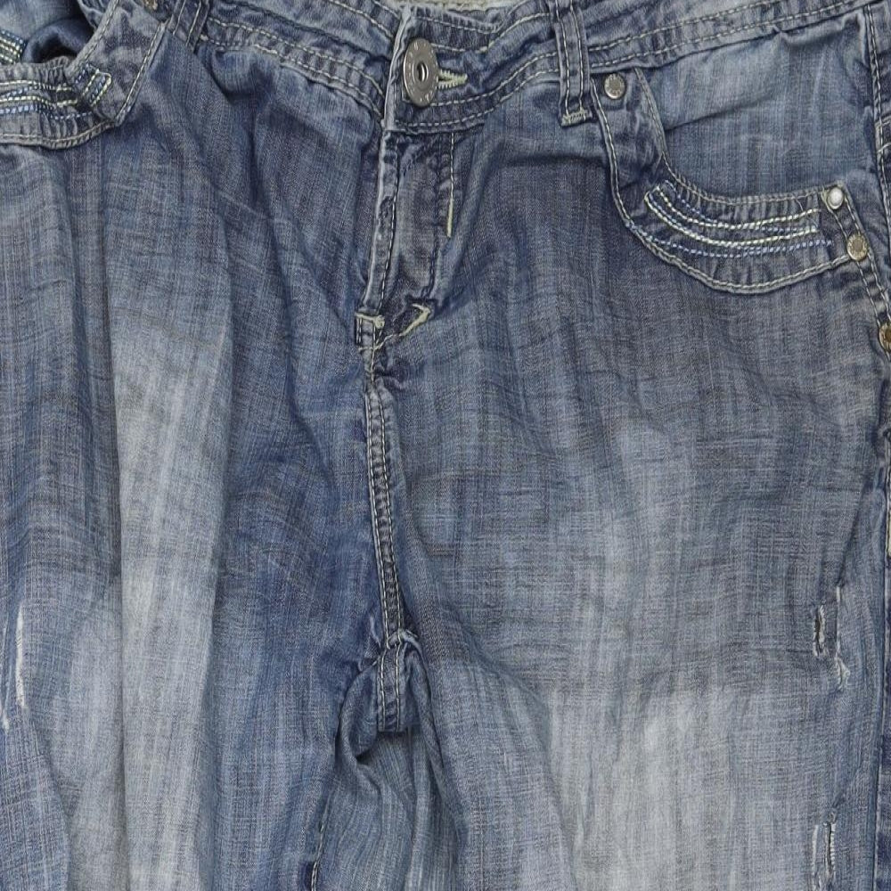 True2u Womens Blue   Cropped Trousers Size 14 L20 in