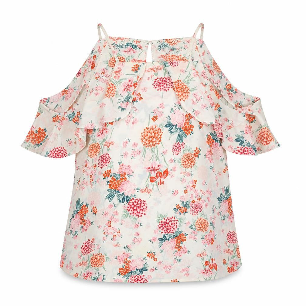 New Look Womens White Floral  Basic Blouse Size 14