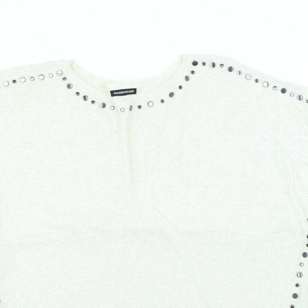 Warehouse Womens White   Pullover Jumper Size 10