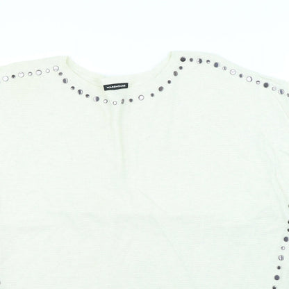 Warehouse Womens White   Pullover Jumper Size 10