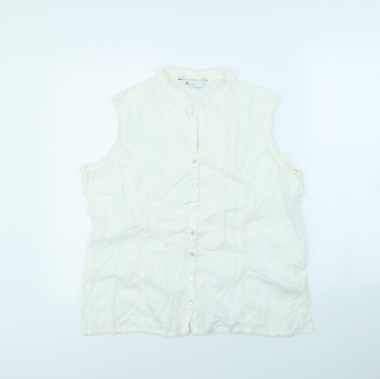 Womens UK Size 16 BHS White Basic Button-Up