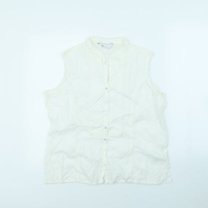 Womens UK Size 16 BHS White Basic Button-Up