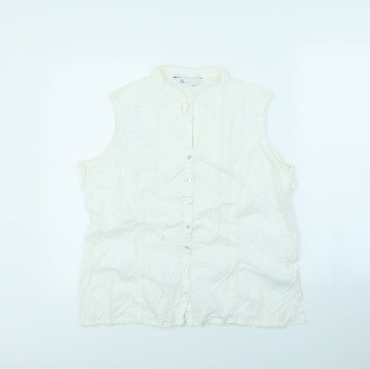 Womens UK Size 16 BHS White Basic Button-Up