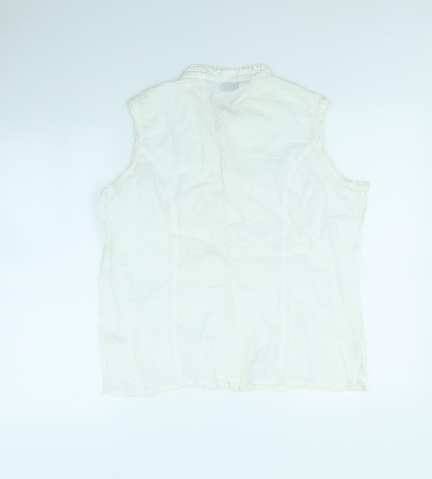 Womens UK Size 16 BHS White Basic Button-Up