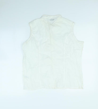 Womens UK Size 16 BHS White Basic Button-Up