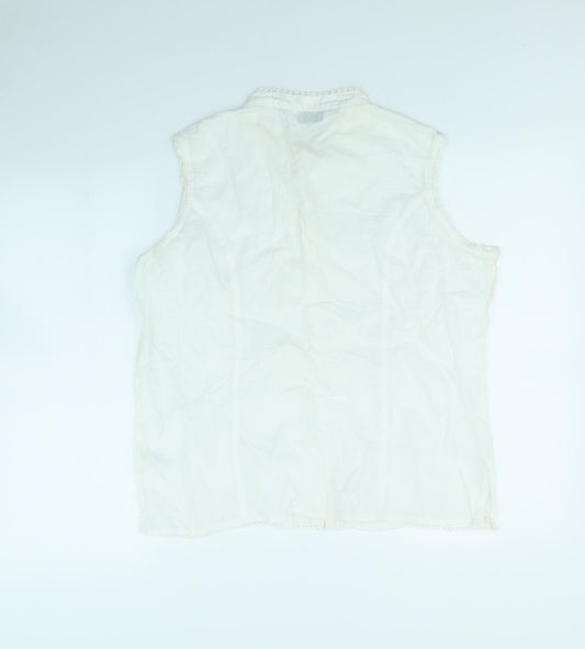 Womens UK Size 16 BHS White Basic Button-Up
