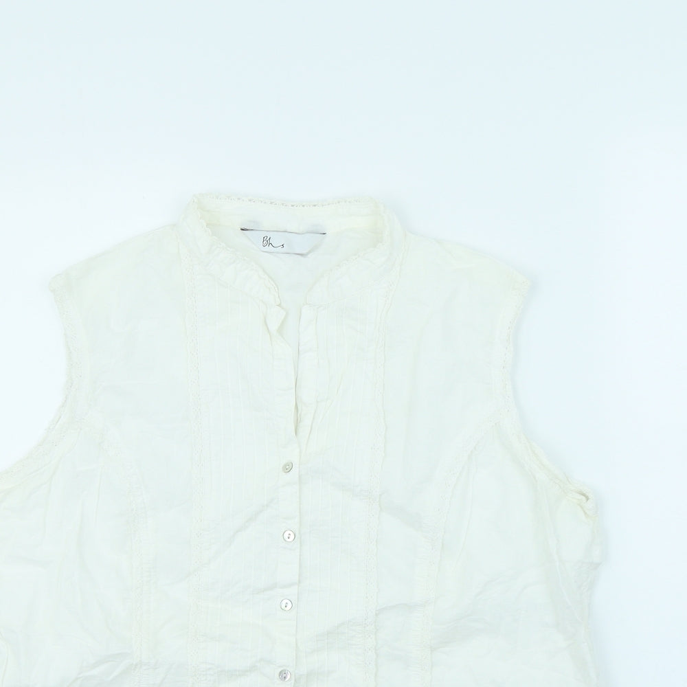 Womens UK Size 16 BHS White Basic Button-Up