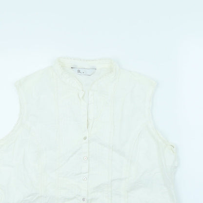 Womens UK Size 16 BHS White Basic Button-Up