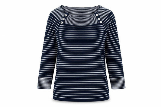 Jones New York Womens Blue Striped  Pullover Jumper Size M