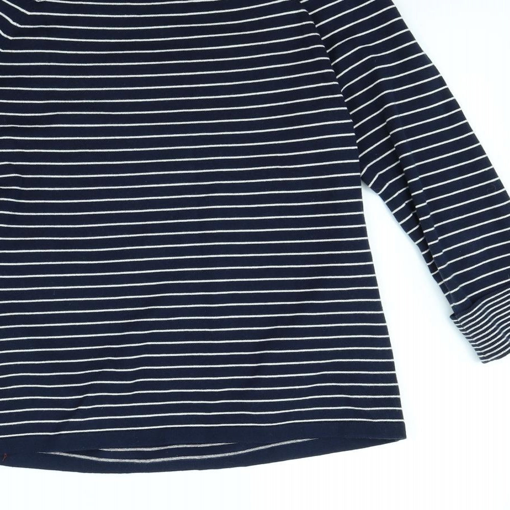 Jones New York Womens Blue Striped  Pullover Jumper Size M
