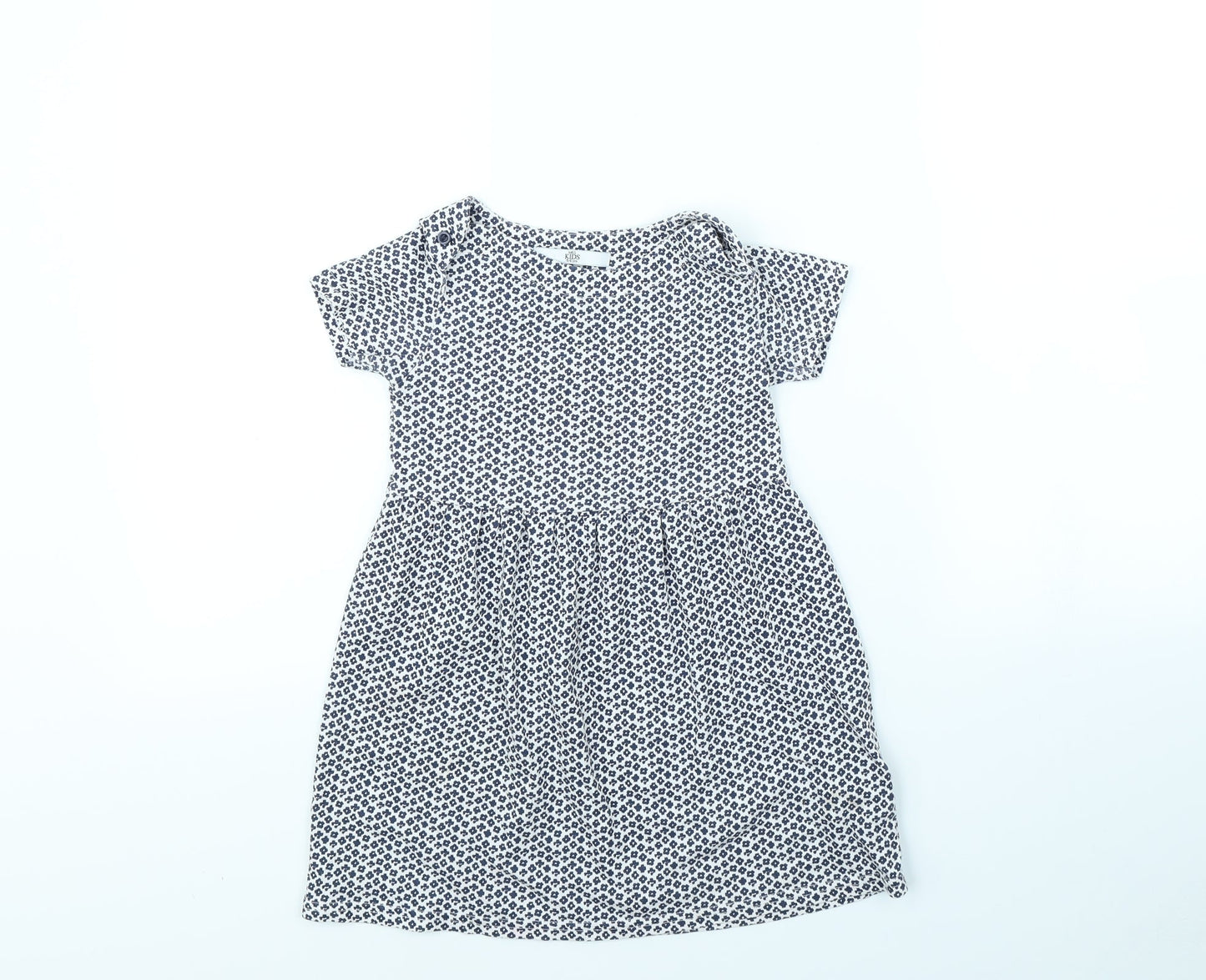 m&s Girls White Floral Ramie Fit & Flare  Size 5 Years